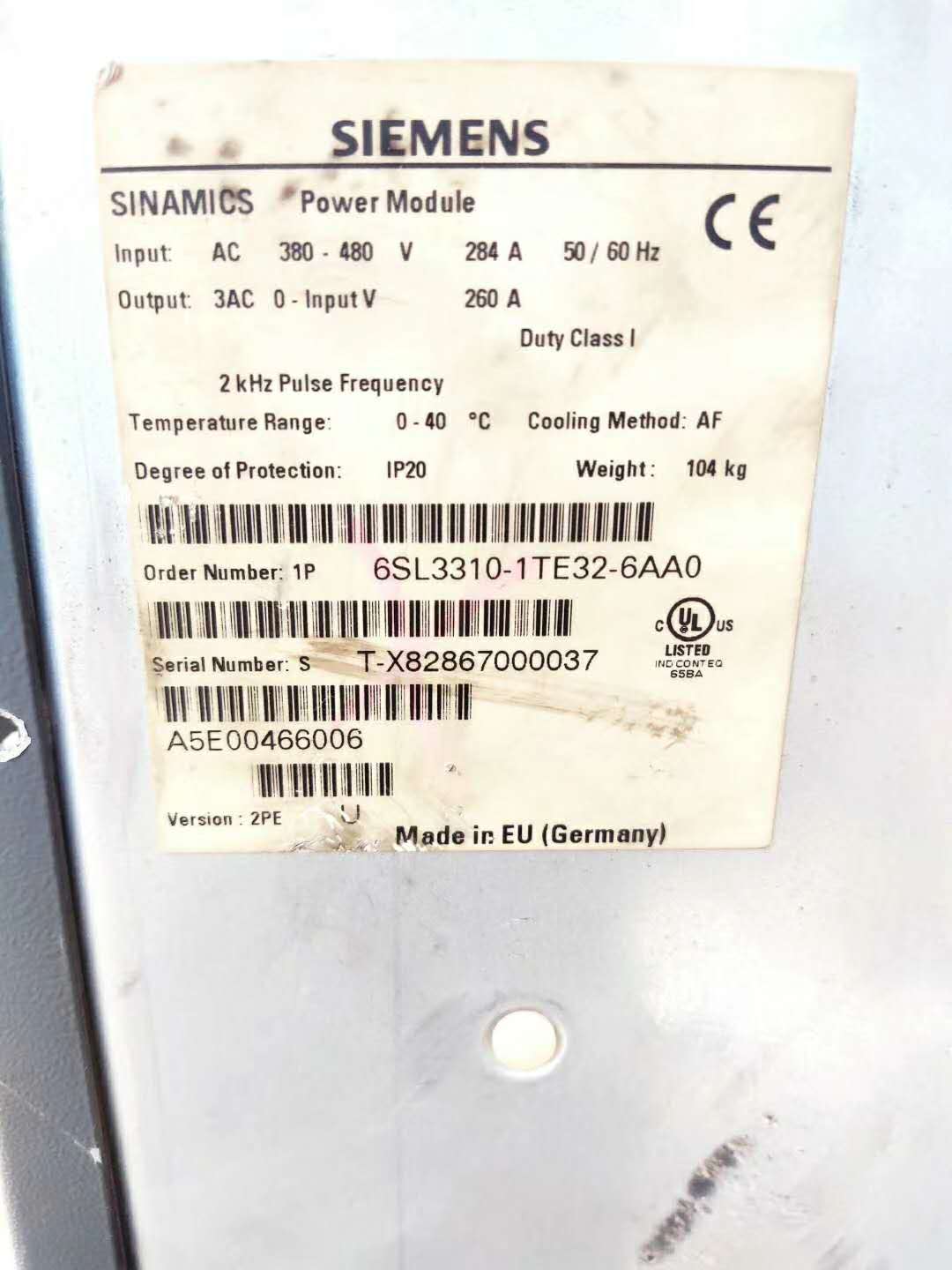 西門子6SL3310-1TE32-6AA0