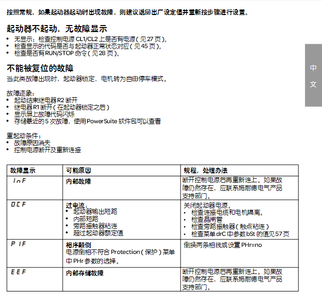 施耐德軟起動器故障處理